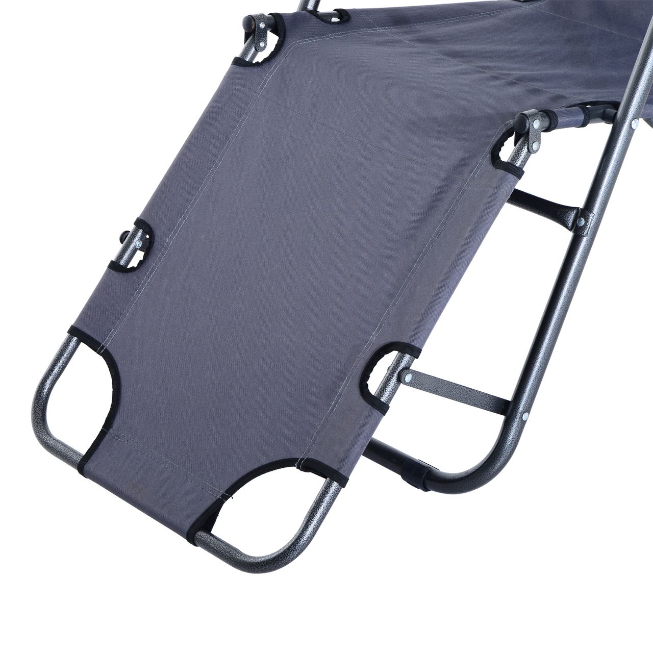 Outsunny Sonnenliege mit Kissen, Klappbare Strandliege, 2-Stufige Gartenliege , 2-in-1 Relaxliege, Metall   Oxfordstoff, Grau 135 x 60 x 89 cm