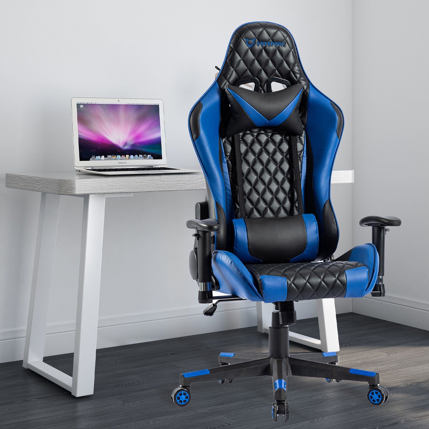 FOXSPORT Gaming-Stuhl ergonomisch Gamer Stühle (Professioneller Gamingstuhl), Eingebauter Wippmechanismus, Max. Belastbarkeit: 150 kg