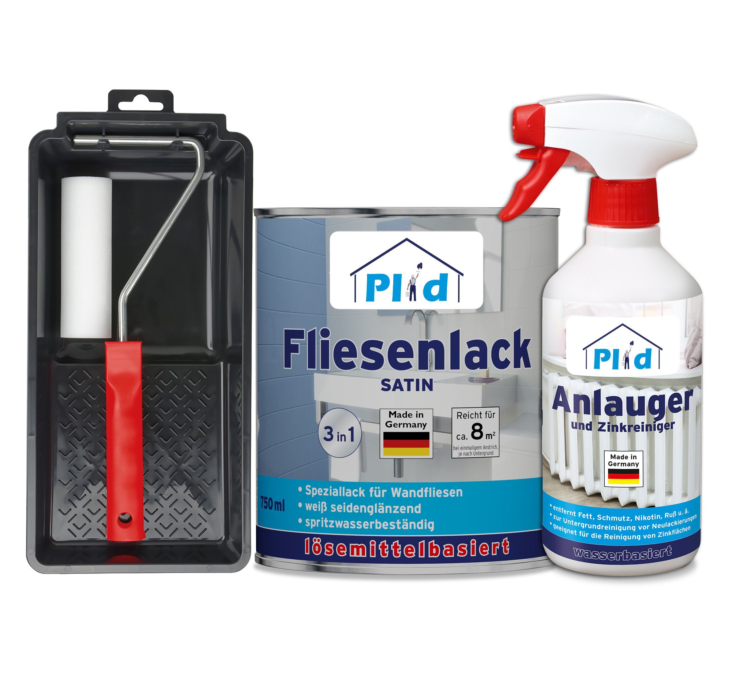 plid Fliesenlack Premium Fliesenlack Fliesen Lack Fliesenfarbe Anlauger Lackierset, schnelltrocknend, spritzwasserbeständig, verarbeitungsfertig