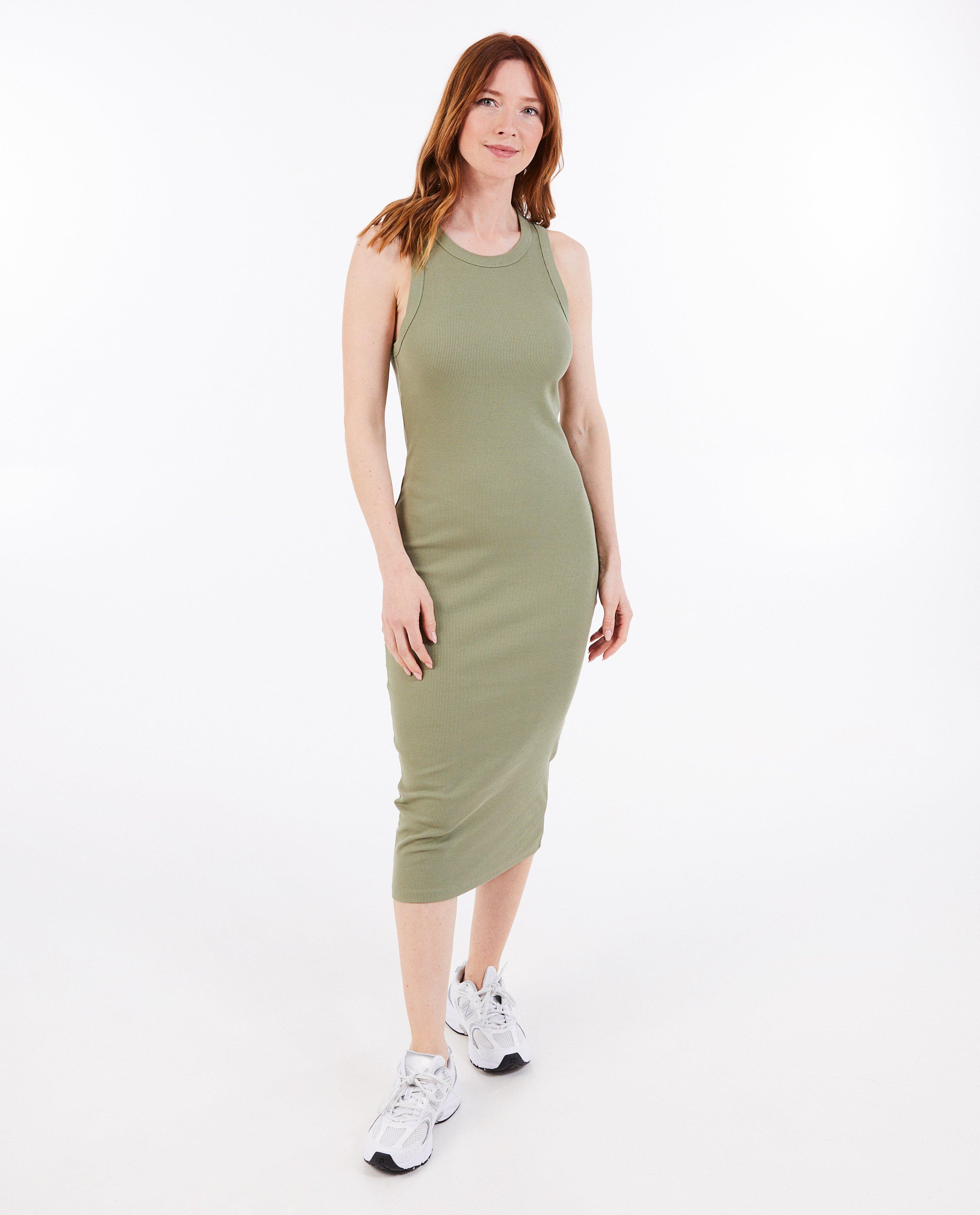 Rochie Sora cu nervuri fine kaki