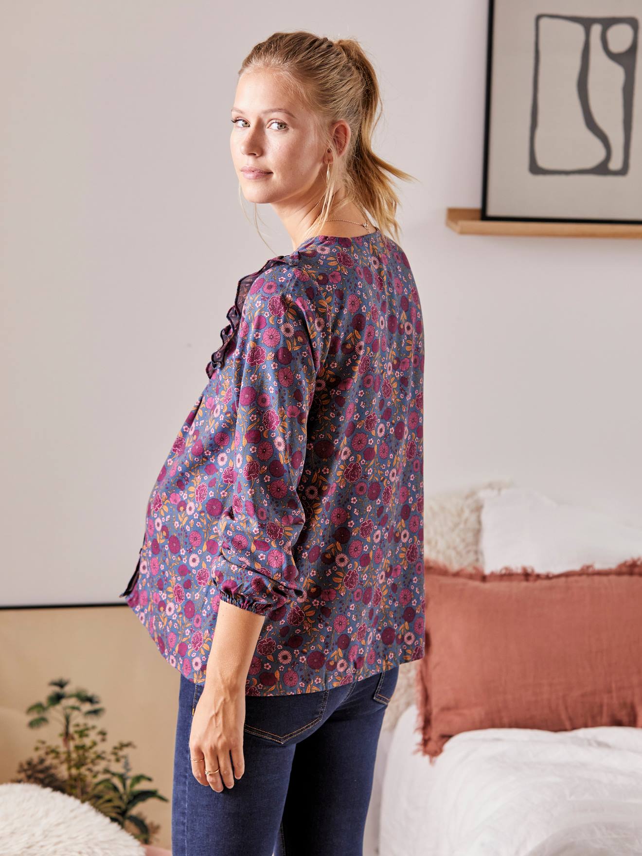 Vertbaudet Bluse für Schwangerschaft & Stillzeit - marine