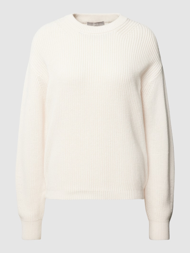 Strickpullover mit gerippten Abschlüssen in ecru