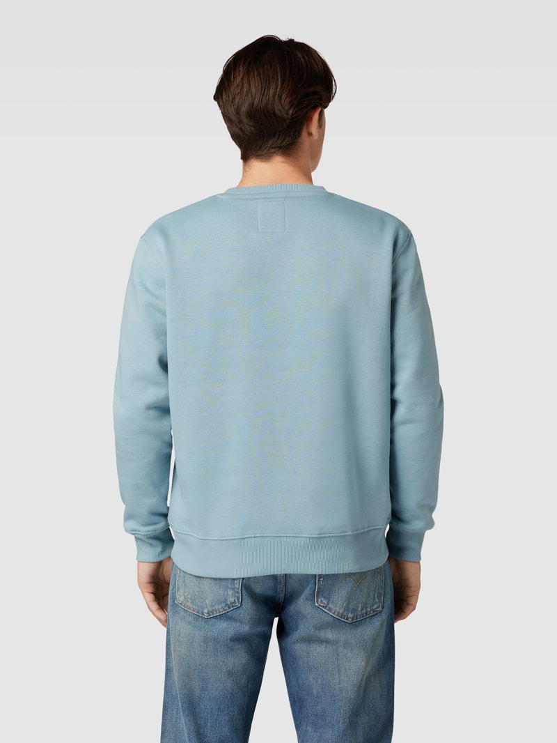 Sweatshirt mit Label-Print Modell 'BASIC' in hellblau