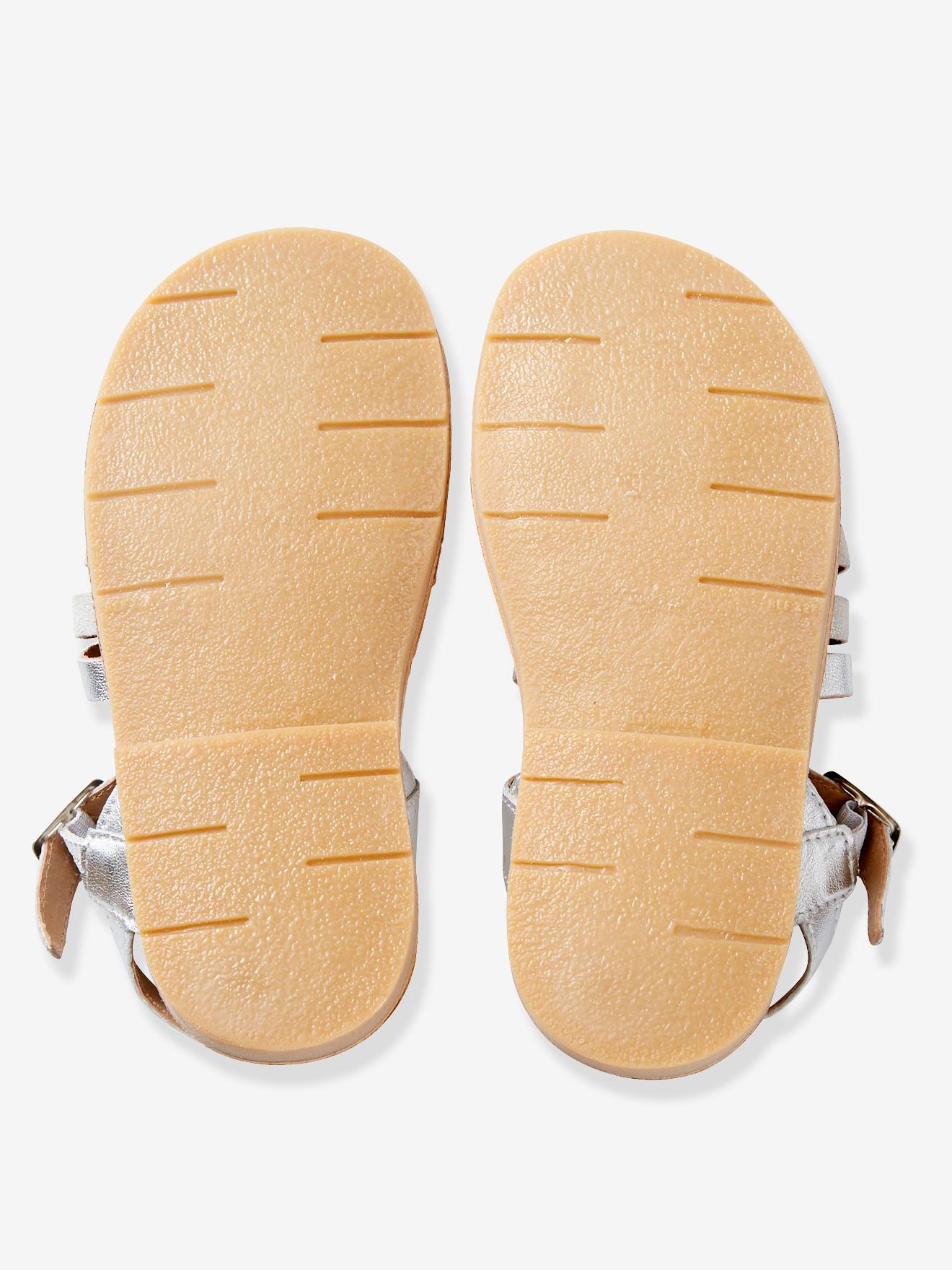 Sandales fille en cuir argent