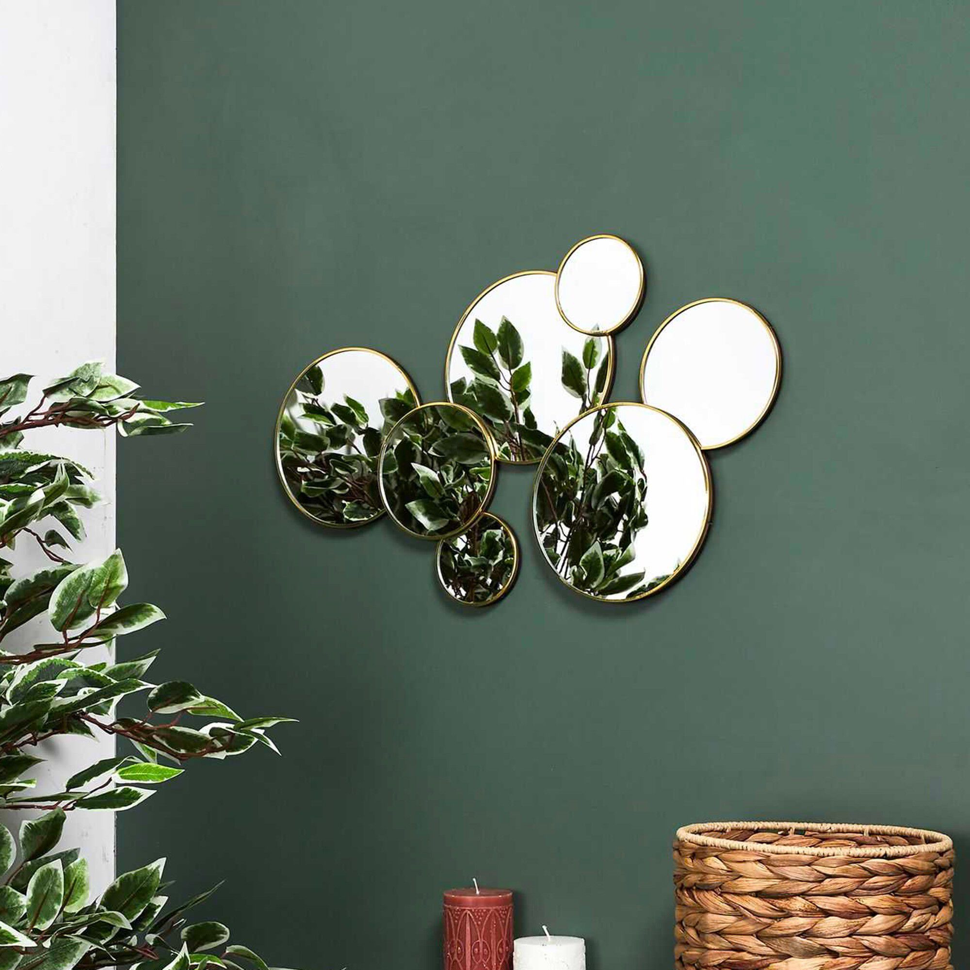 Miroir multi ronds métal doré