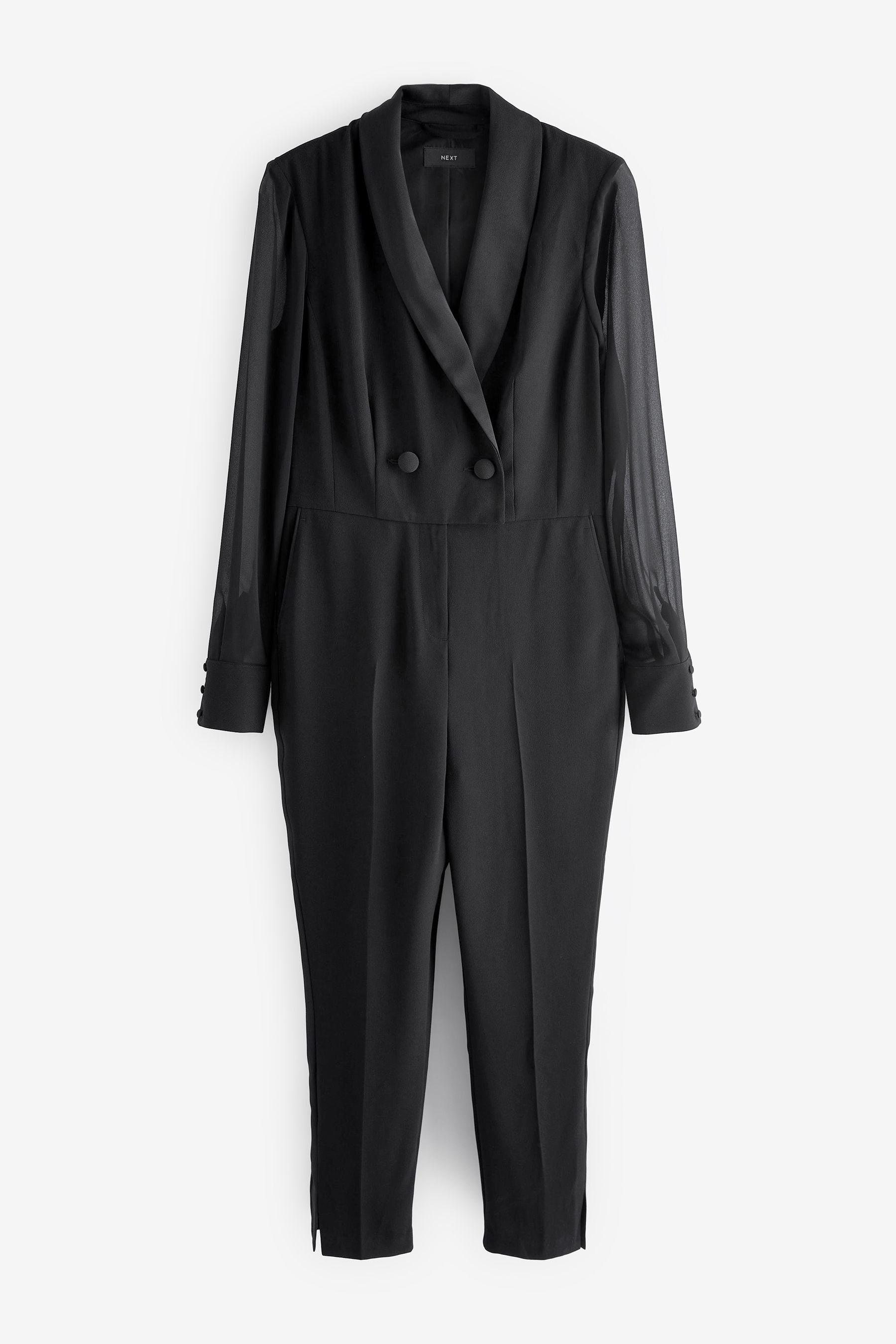 Next Jumpsuit Smoking-Jumpsuit mit transparenten Ärmeln (1-tlg)