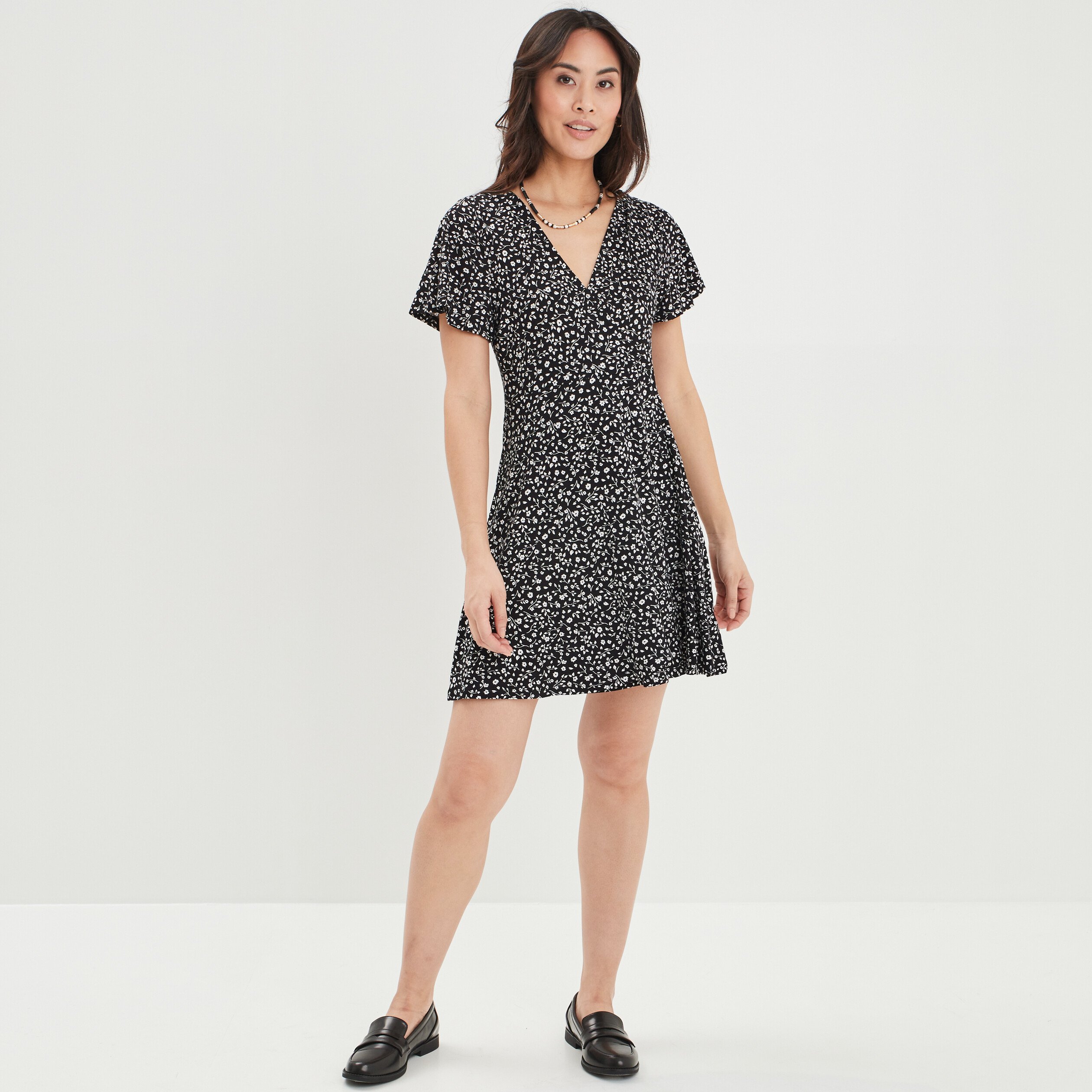 Robe patineuse manches courtes noir femme | La Halle