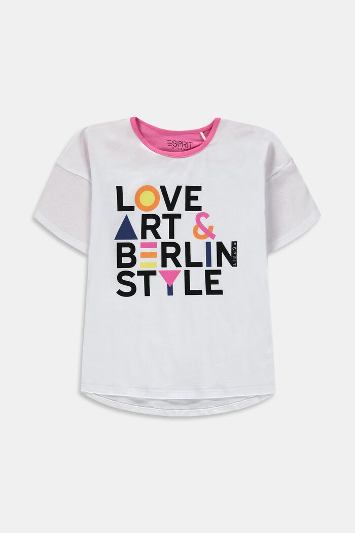 Baumwoll-T-Shirt mit positivem Print auf der Brust