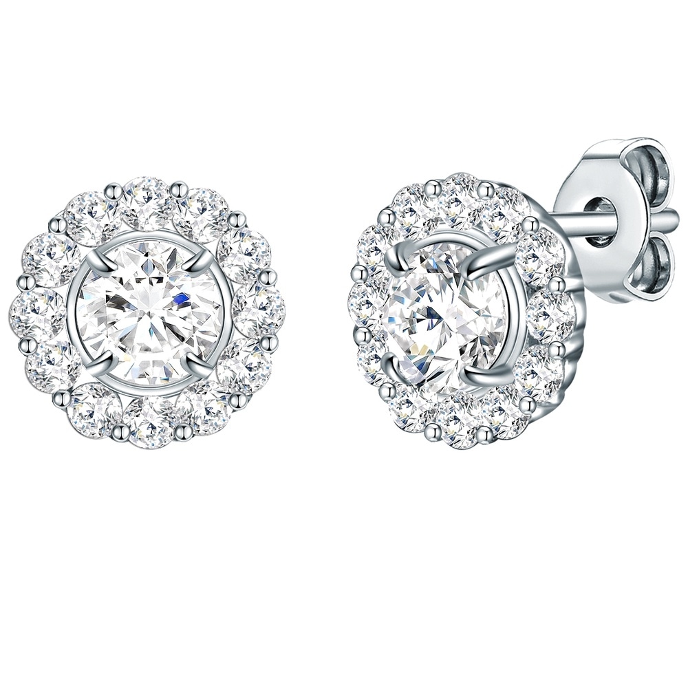 Trilani Puces d'oreilles en argent Argent sterling Oxyde de zirconium (CZ) en Argent Boucles d'oreilles