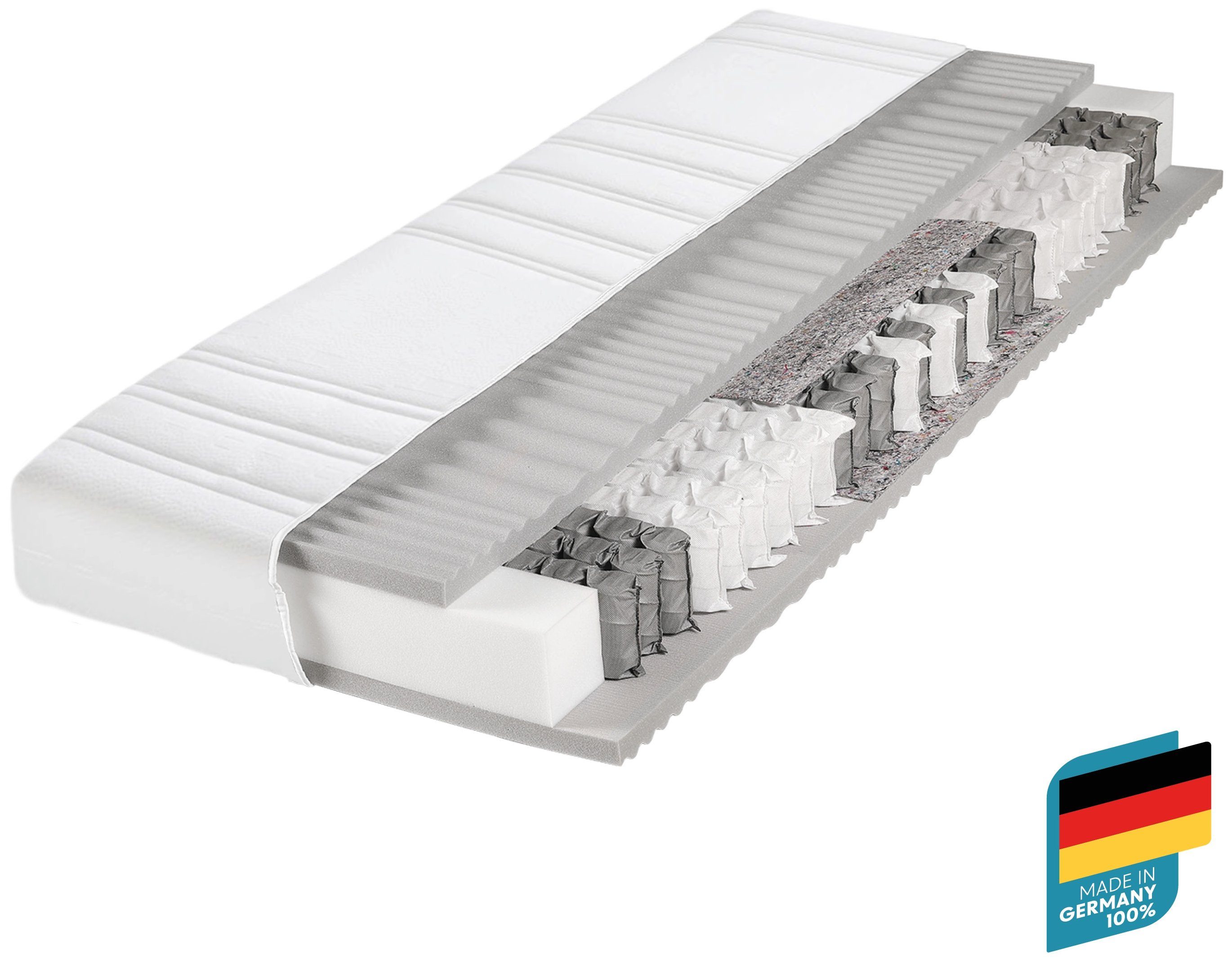 Taschenfederkernmatratze Active Stong TFK ergonomischer Schlaf wie im Luxus-Hotel, Beco, 22 cm hoch, Qualität 100% Made in Germany 80/90/100/140x200 Versand 0,00 EUR