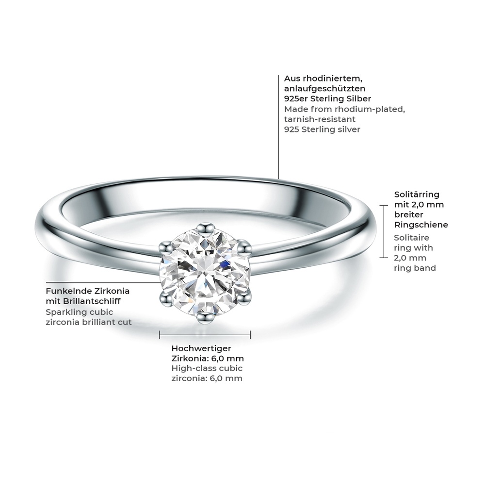 Trilani Bague en argent Argent sterling Oxyde de zirconium (CZ) en Argent Bague