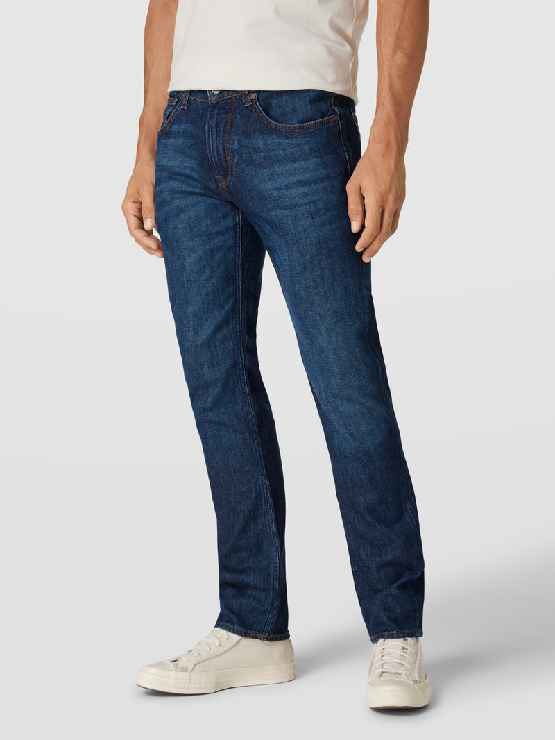 Jeans mit Kontrastnähten Modell 'John Neuer' in marineblau