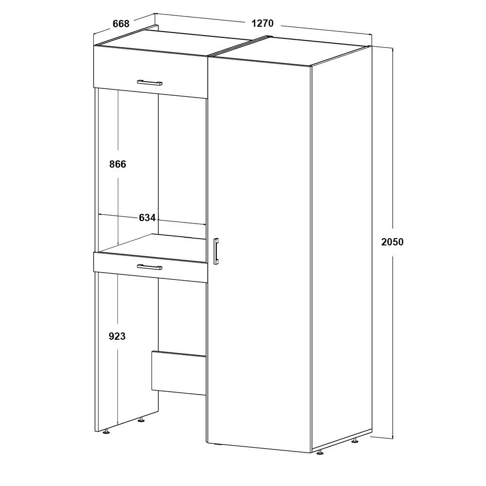 Roomart Waschmaschinenumbauschrank (Waschmaschinenschrank für Trockner und Waschmaschine Überbauschrank)