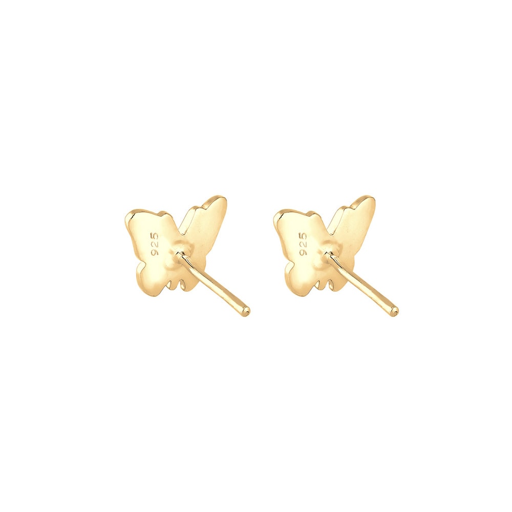 Elli Elli Boucles d'Oreilles Papillon Clous d'Oreille Femme - Plaqué Or Argent (925/10 Boucles d'oreilles