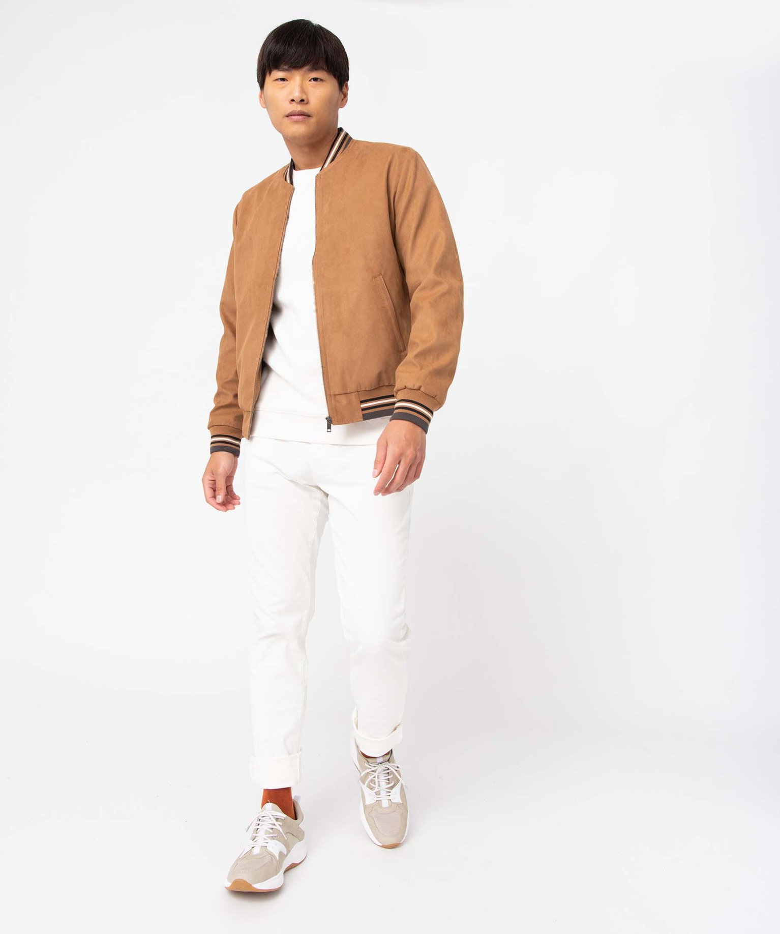Pantalon chino en coton stretch homme ecru | GEMO