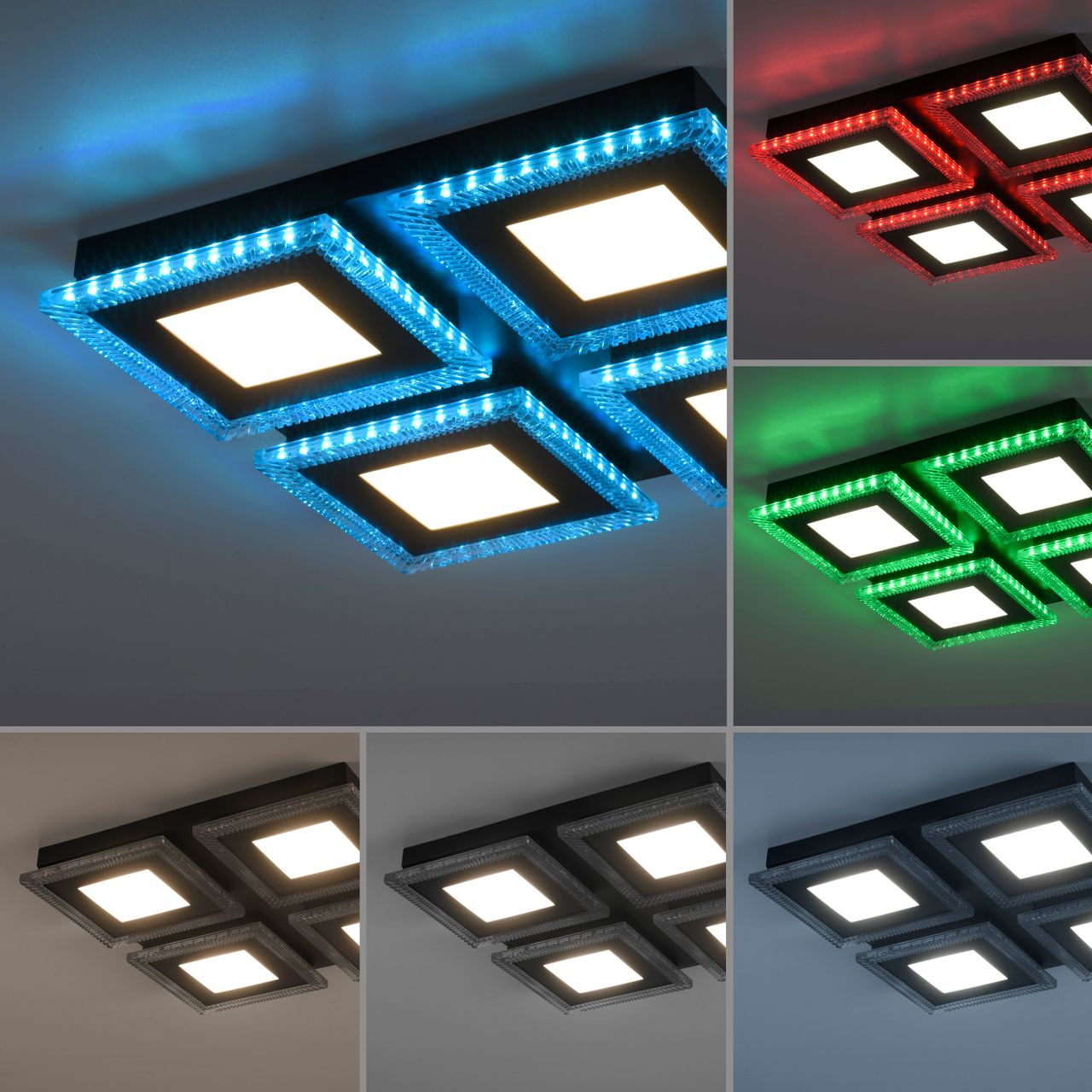 JUST LIGHT LED-Deckenleuchte ACRI, mit RGB Farbmodus, CCT, dimmbar, schwarz