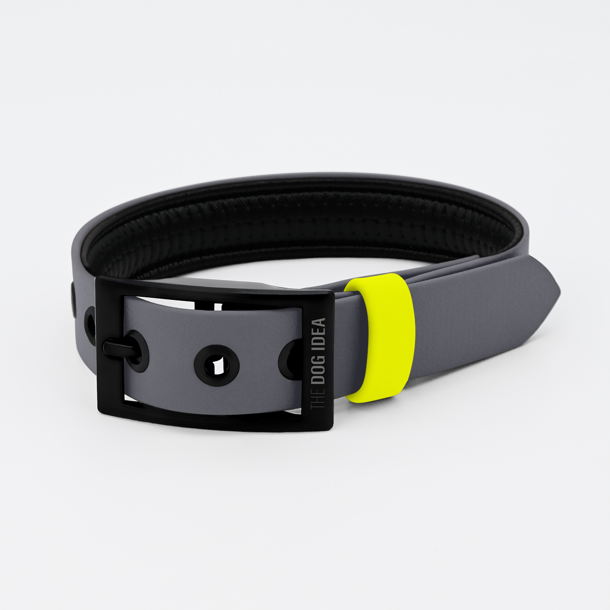 THE DOG IDEA Hundehalsbänder THE DOG IDEA Biothane Halsband Grau neon gelb XL