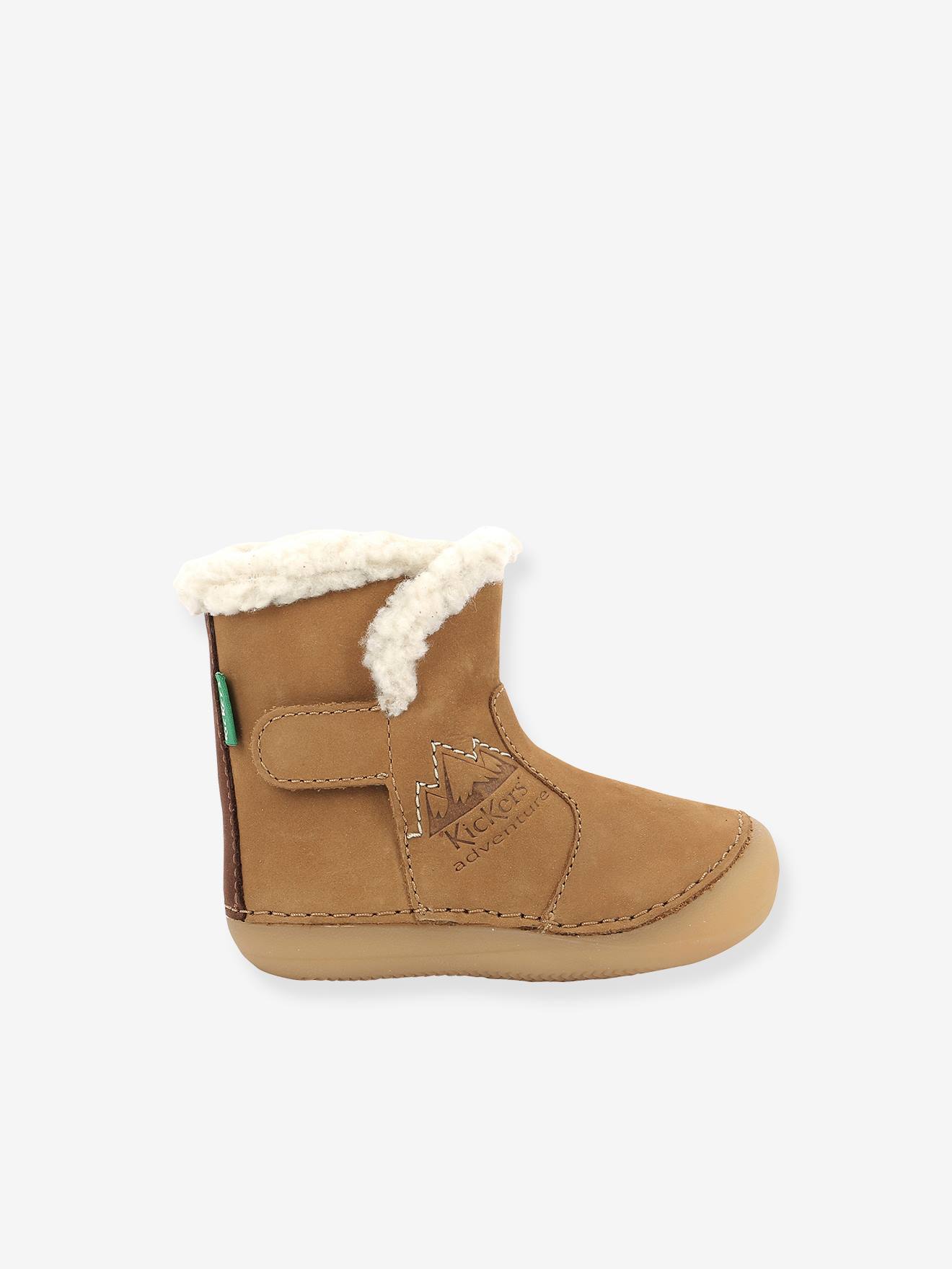 Boots fourrées cuir bébé mixte Sobooty KICKERS® 1ers pas marine