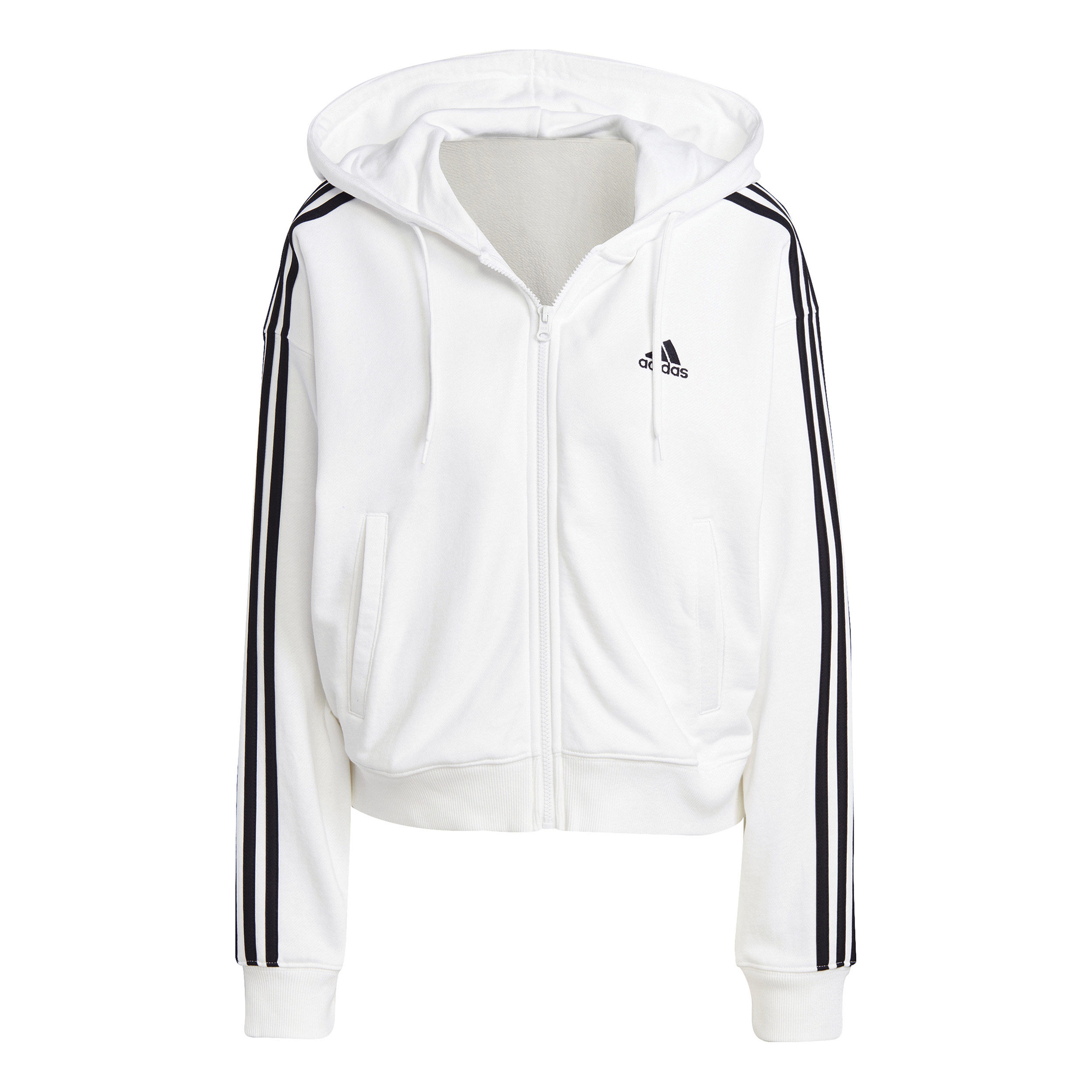 3 Stripes French Terry Sweatjacke Damen - Weiß, Schwarz