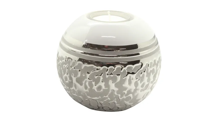 GILDE Teelichtleuchte St. Louis 9cm Weiss, silber