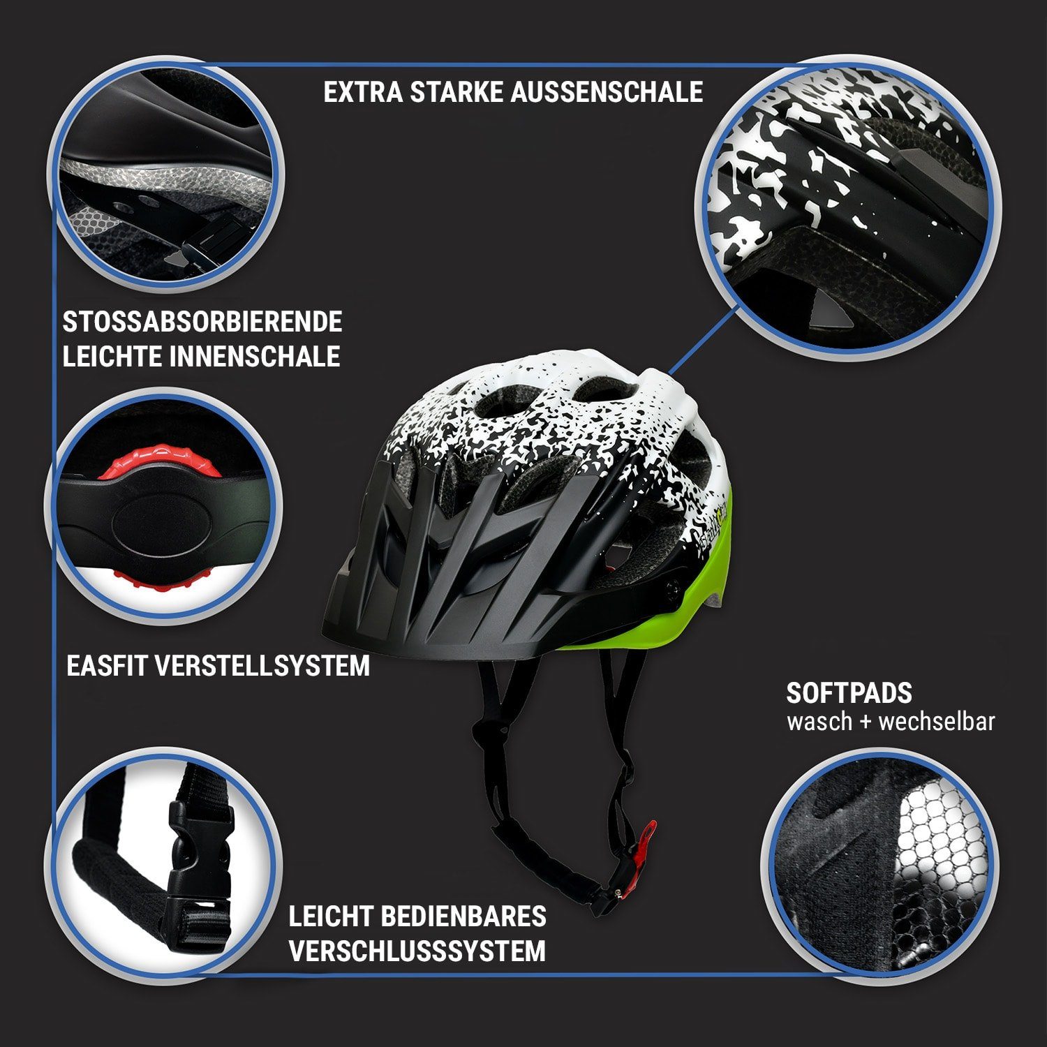 Skullcap Fahrradhelm White-Black-Green, M