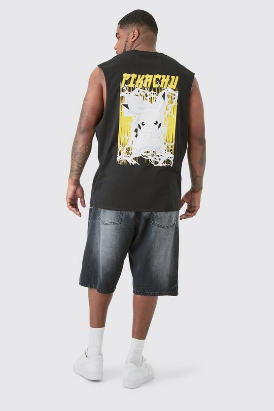 Plus schwarzes Tanktop mit lizenziertem Pikachu-Print
