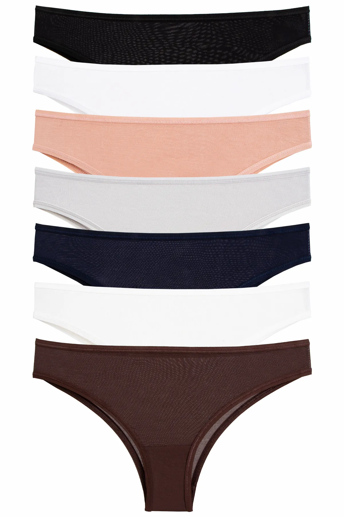 Nicoletta  Damenhöschen Brazillian Tanga Bambus Lycra Antibakteriell 7er Pack MIXCOLOR