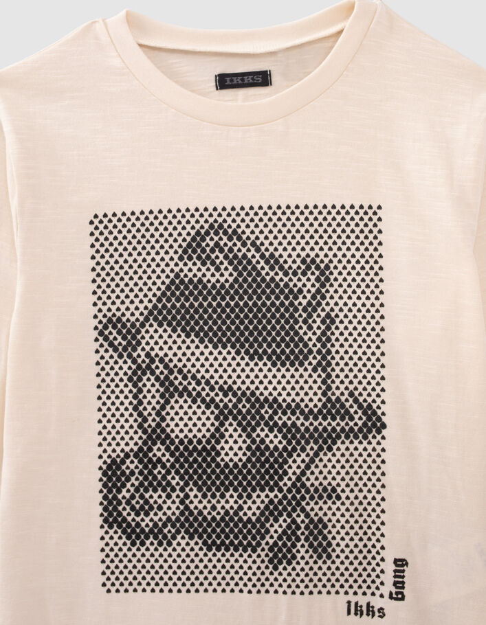 T-shirt écru coton bio visuel optique gangster gomme garçon