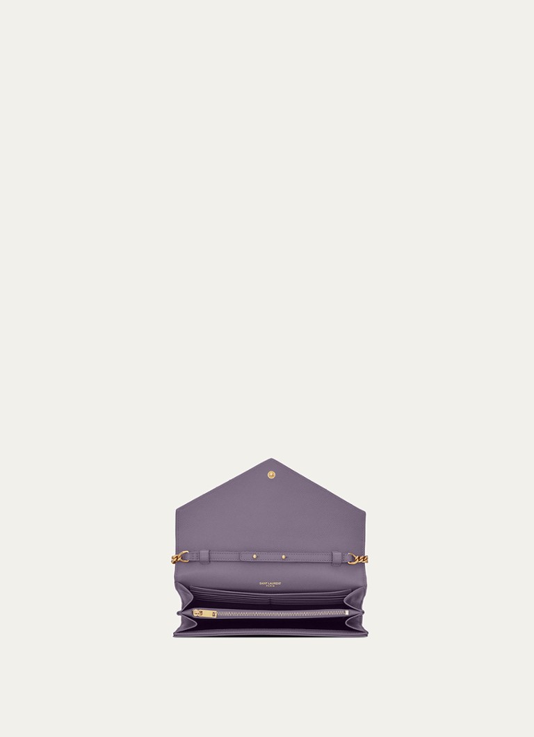 Peněženka Saint Laurent Envelope z telecí kůže s popruhem přes rameno