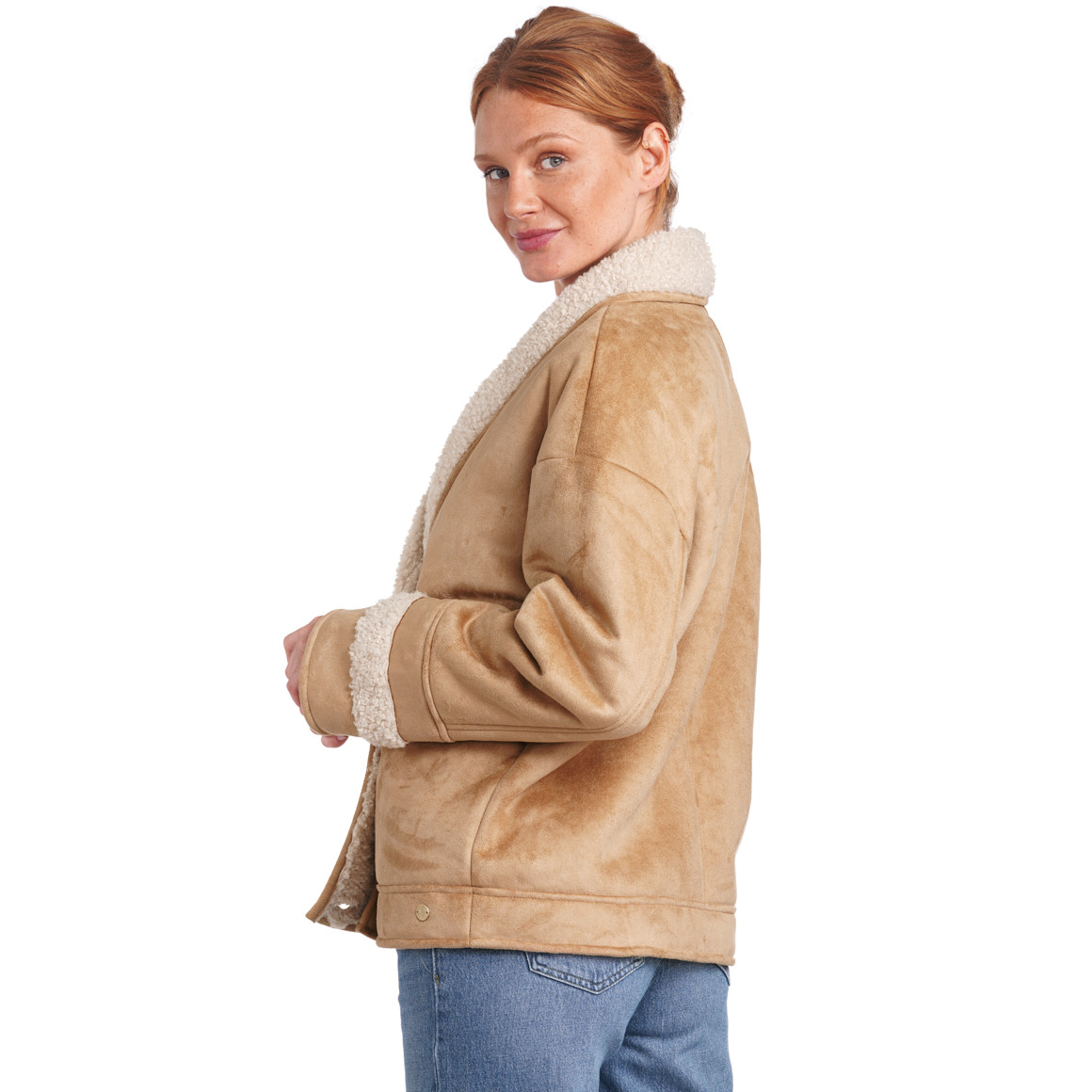 Damen Jacke in Velour-Optik