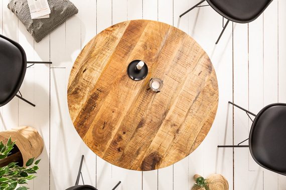riess-ambiente Esstisch IRON CRAFT 80cm natur, Massivholz · rund · Küchentisch · Mangoholz