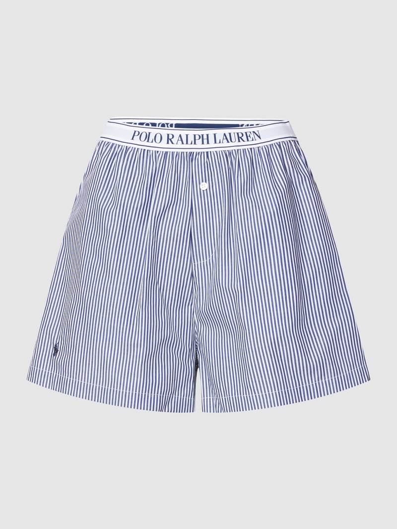 Pyjama-Shorts mit elastischem Logo-Bund in marineblau