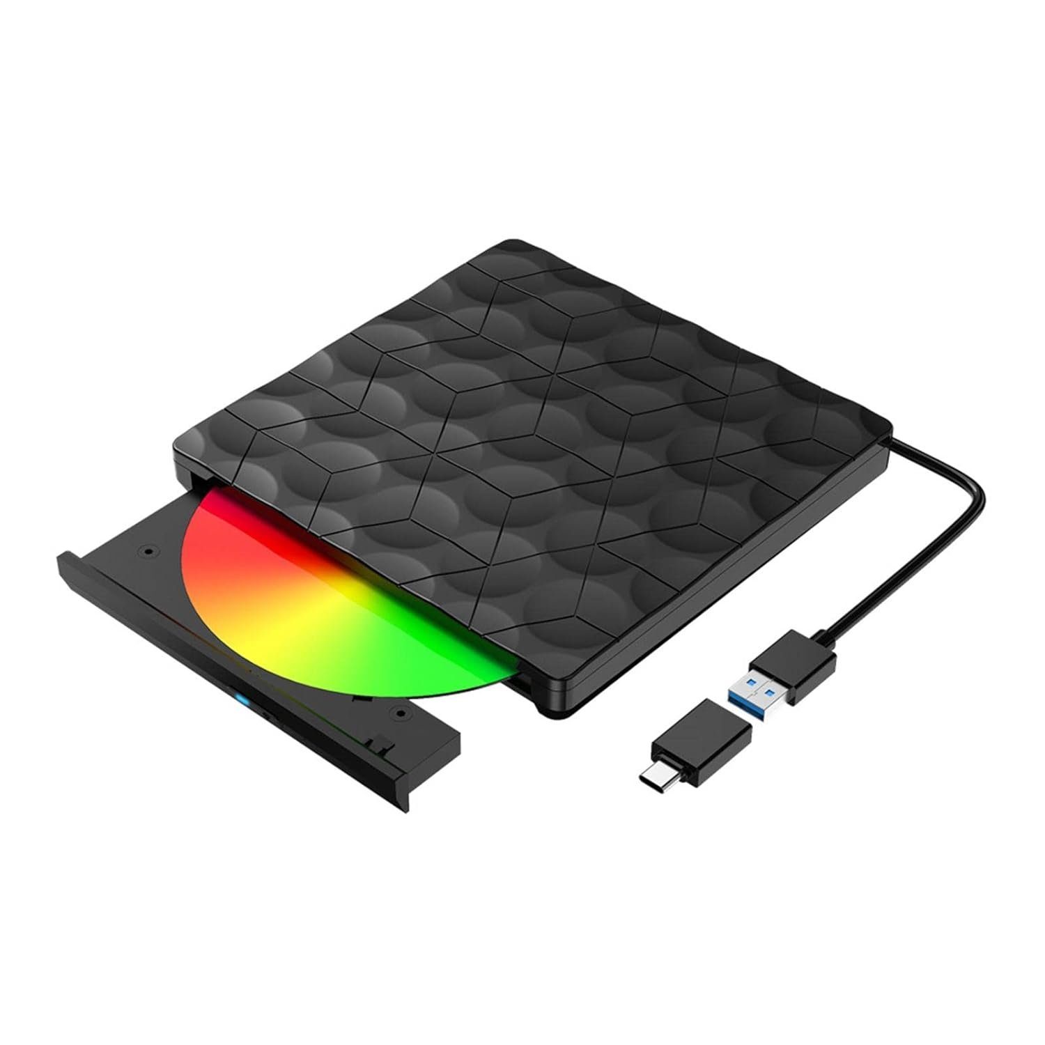 Daskoo Externe CD DVD Laufwerk, Portable Brenner mit USB 3.0 und Type-C externe HDD-Festplatte, DVD-Brenner