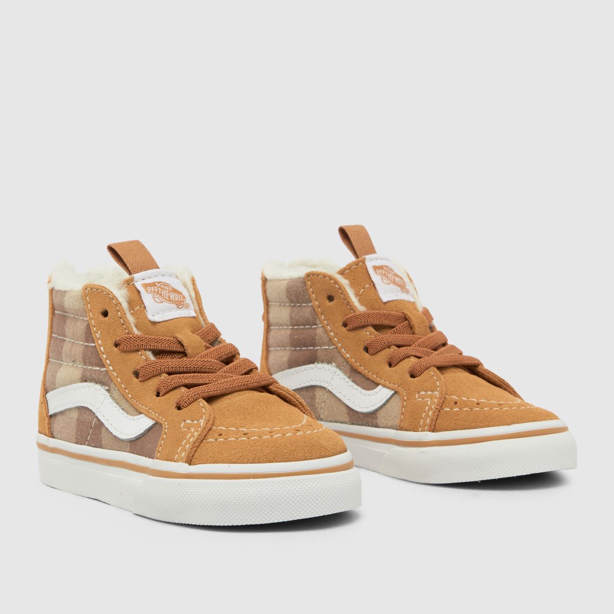Vans beige & bruna sk8-hi dragkedja småbarnsskor