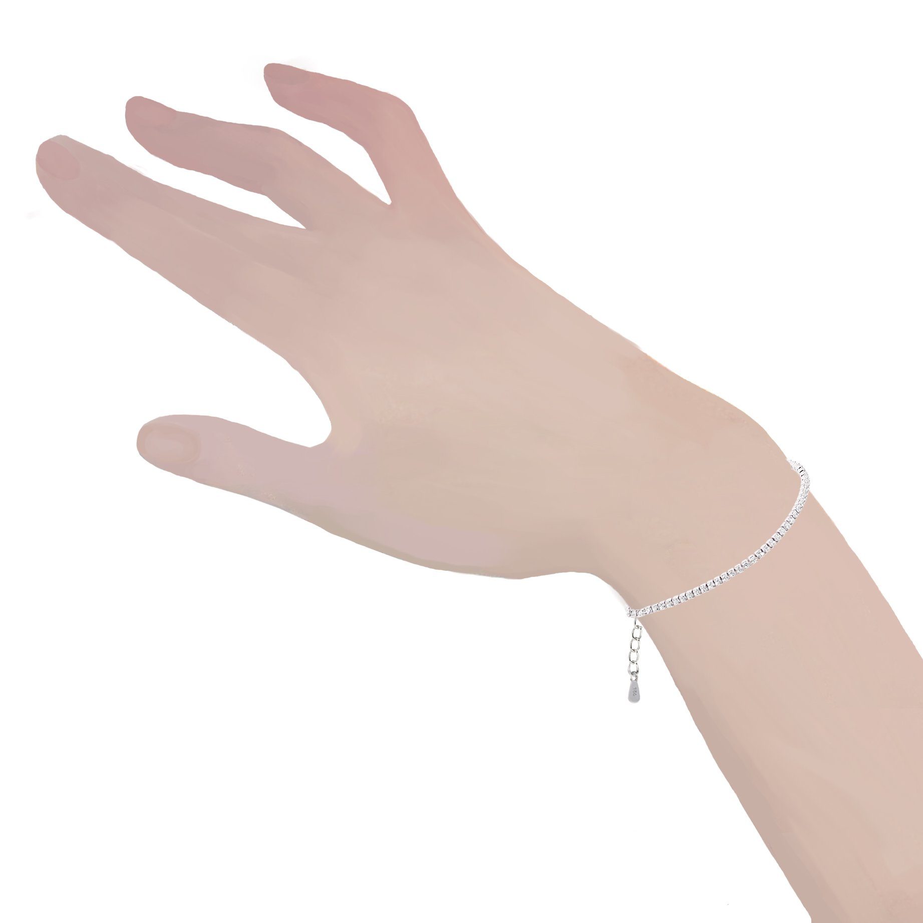 Schöner-SD Tennisarmband Silberarmband Tennis-Armband mit Zirkonia Kristall schwarz oder weiß, 925 Silber Rhodium