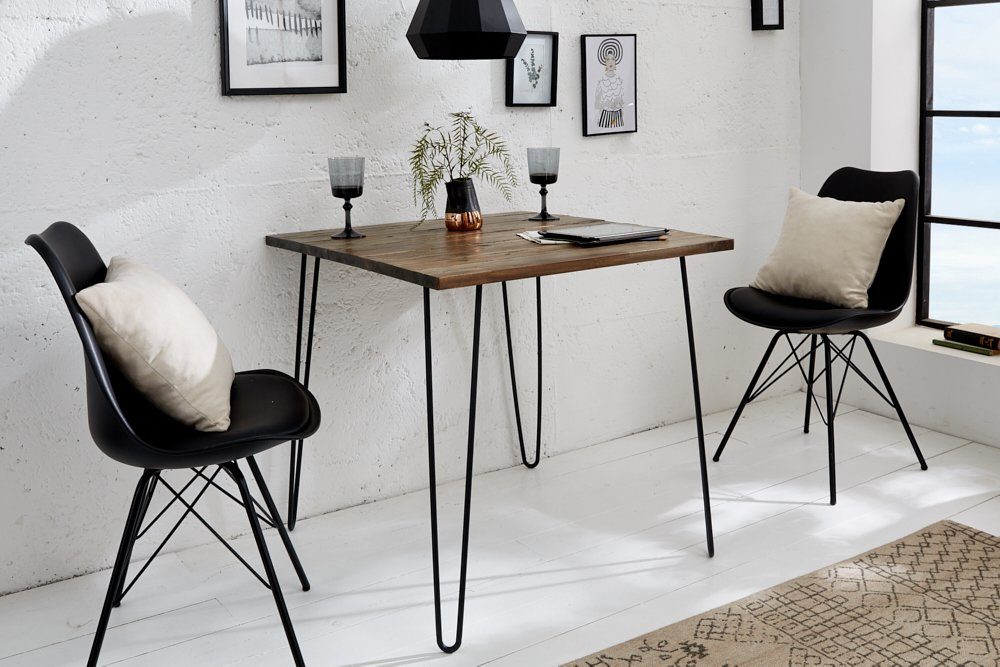 riess-ambiente Esstisch SCORPION 80cm braun, Massivholz · Küchentisch · Hairpin Legs · Retro · Akazie