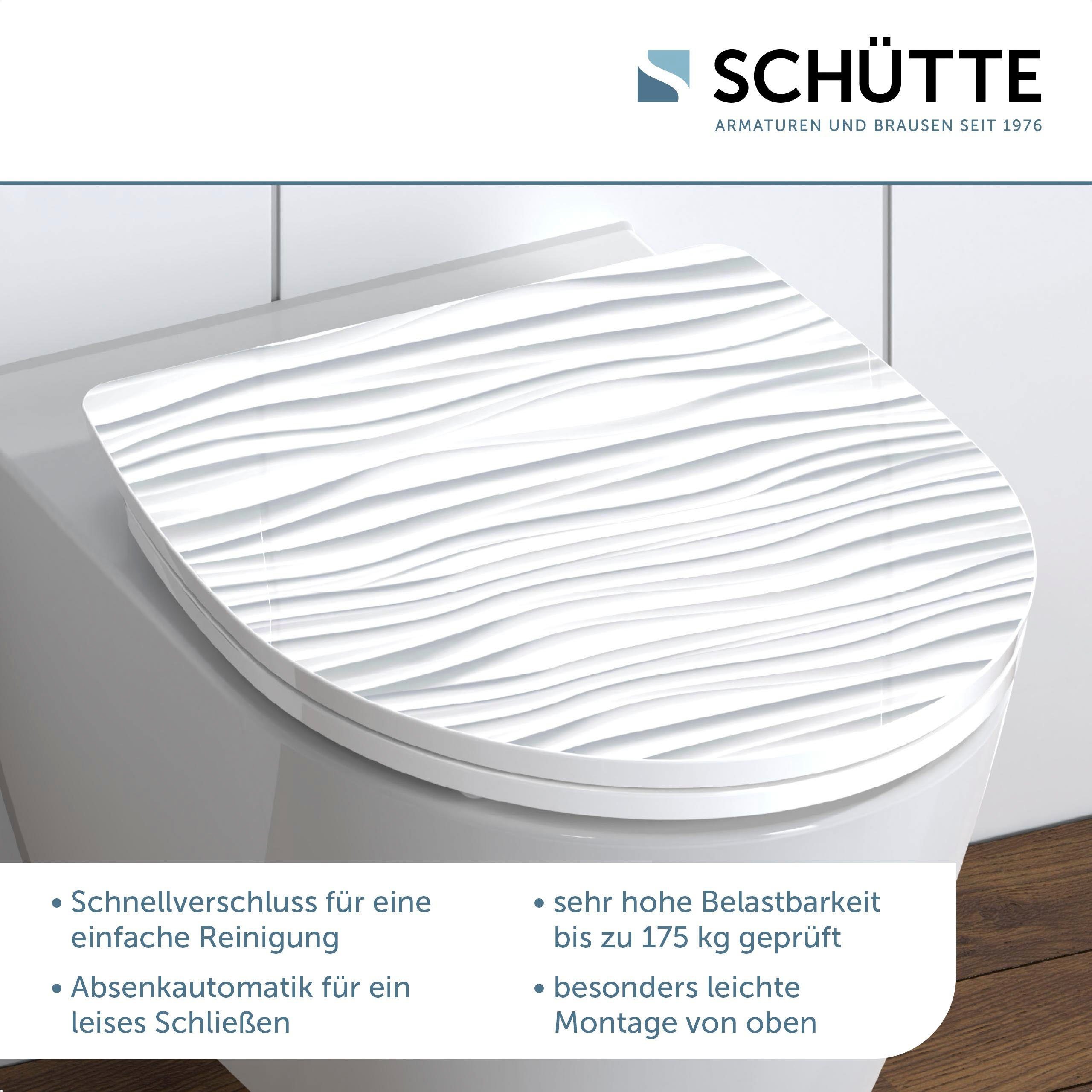 Schütte WC-Sitz White Wave, Duroplast, mit Absenkautomatik und Schnellverschluss, High Gloss