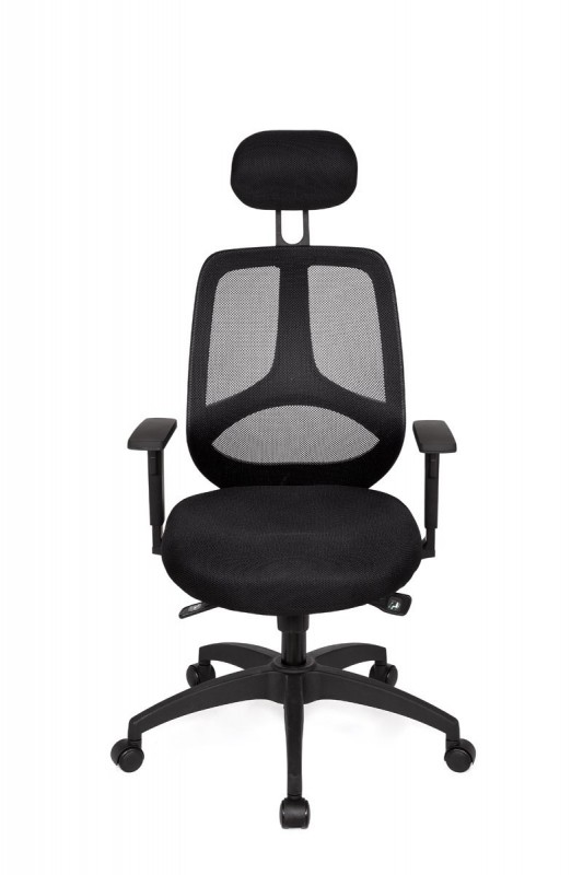 Amstyle Bürostuhl Deluxe Schwarz Schreibtischstuhl Drehstuhl Bürosessel mit Armlehnen & Kopfstütze & Synchronmechanik