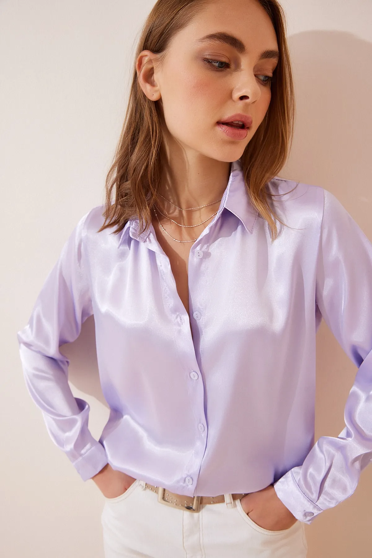 Happiness İstanbul  Hemde - Lila - Regular Fit