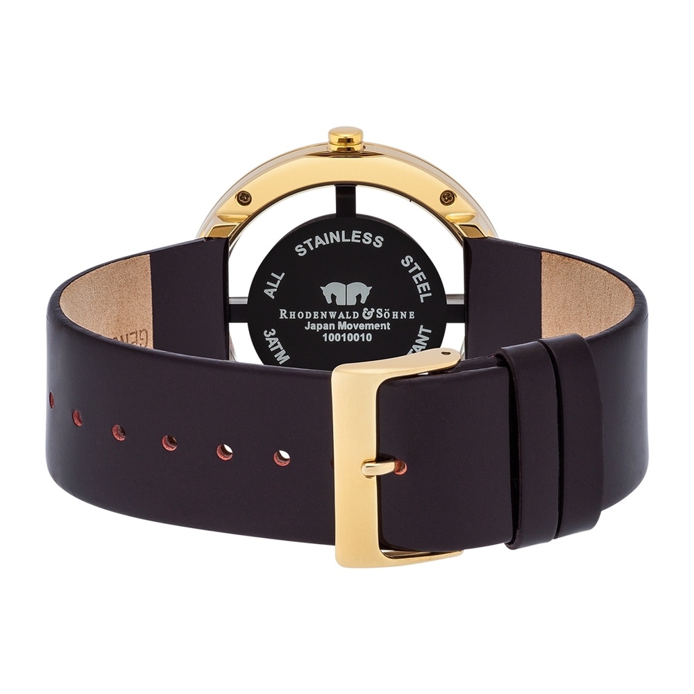 Rhodenwald & Söhne Montre à quartz Lucrezia en Cuir véritable en Brun foncé Montre