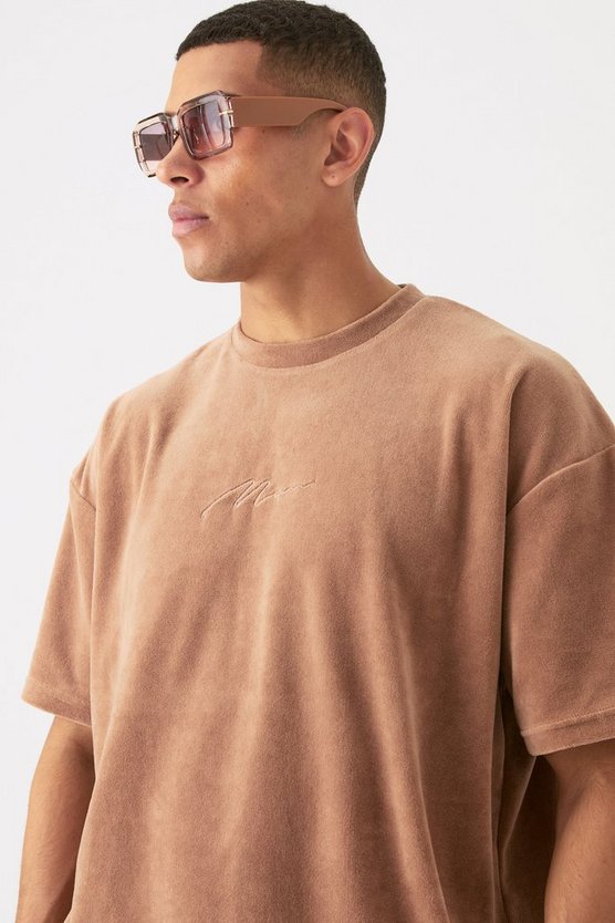 Man Oversize Velour T-Shirt & Shorts Set