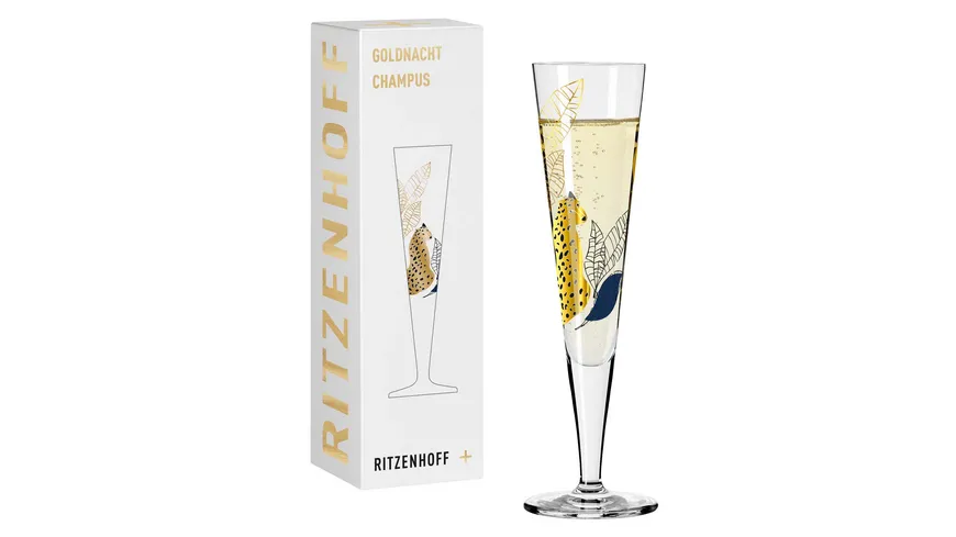 RITZENHOFF Champagnerglas Goldnacht #33 von Concetta Lorenzo Gold, Schwarz, Blau