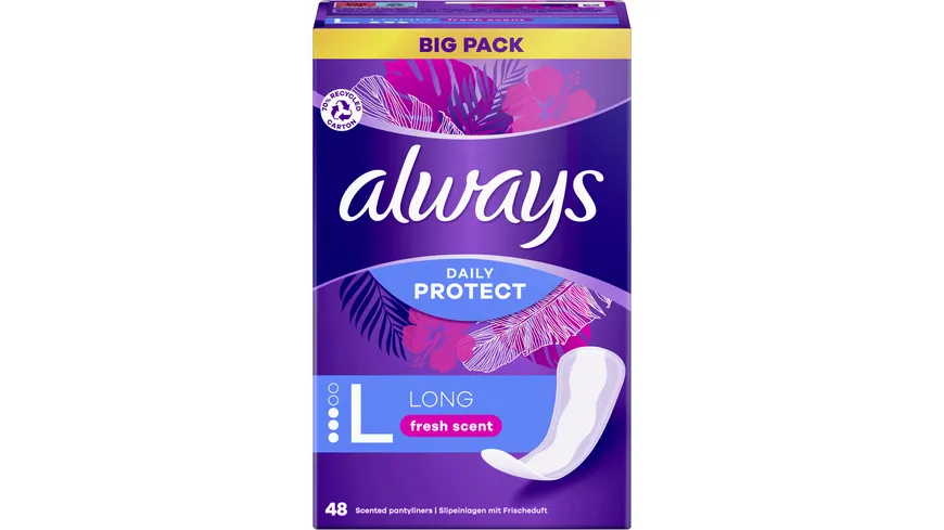 Always DAILY Slipeinlagen always Slipeinlage Daily Protect Long mit Frischeduft BigPack 48