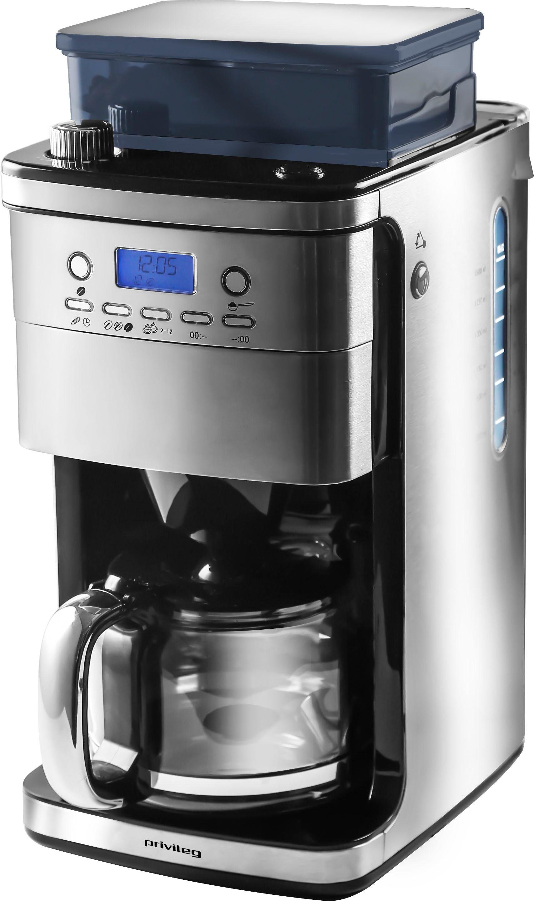 Privileg Kaffeemaschine mit Mahlwerk CM4266-A, 1,5l Kaffeekanne, Papierfilter 1x4, für ganze Bohnen oder gemahlenen Kaffee geeignet