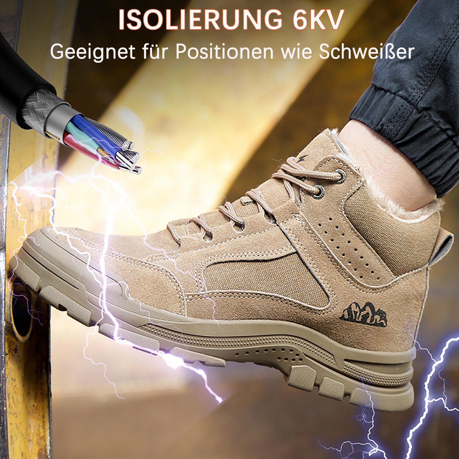 Daisred Winterschuhe Herren Winter Gefüttert Sicherheitsschuhe Arbeitsschuh