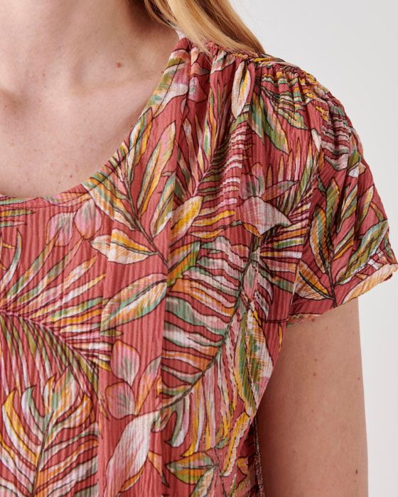 Tee-shirt résille imprimé fleurs