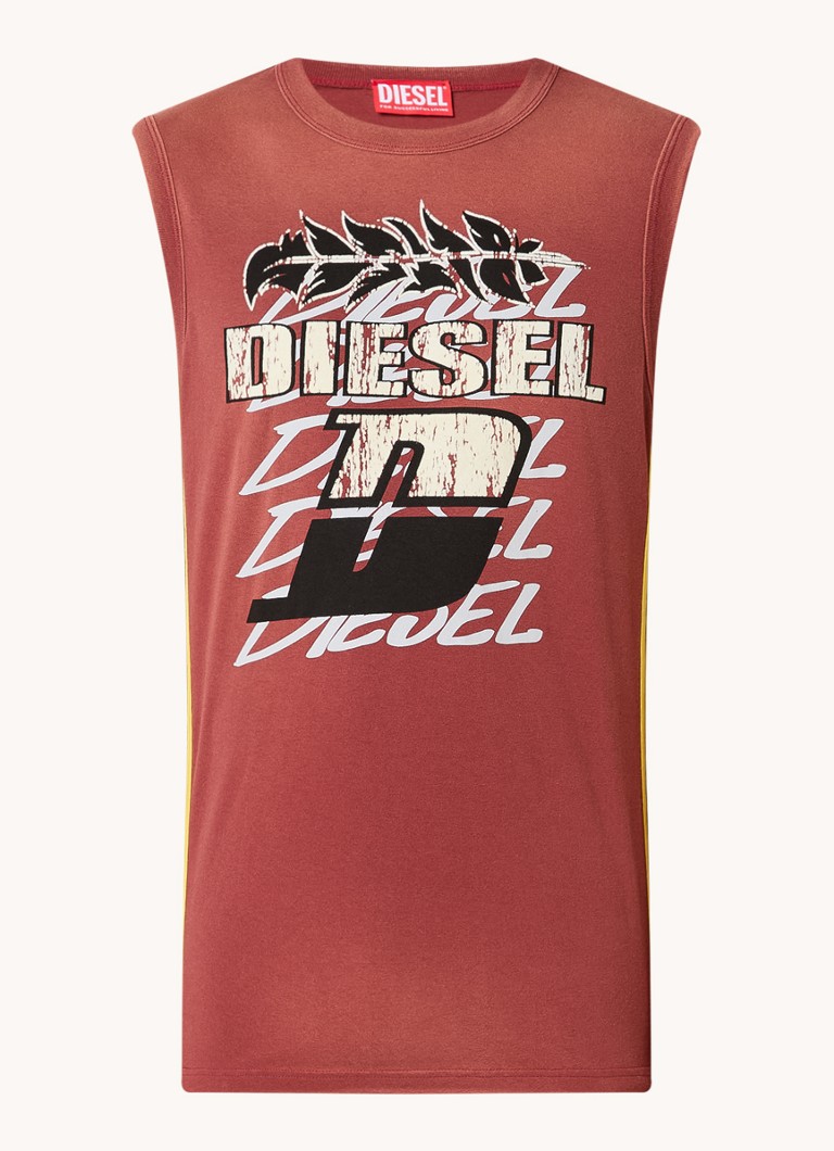 Diesel T-Bisco-Stripe tank top with flock logo print