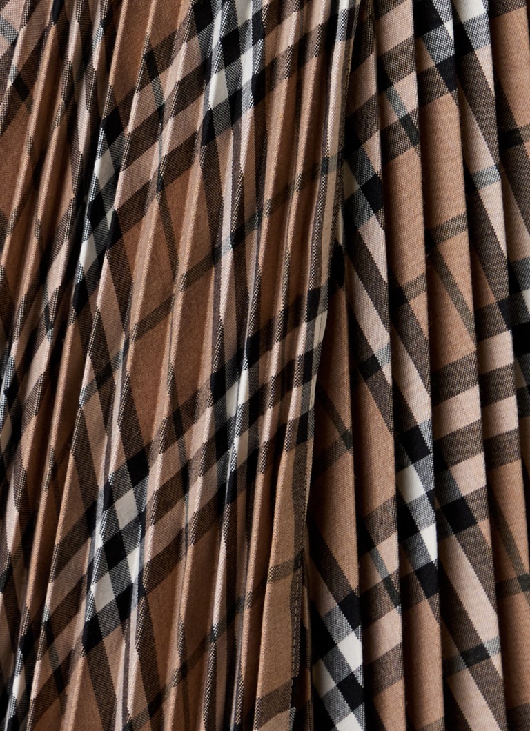 Fustă midi plisată în carouri Burberry din amestec de lână