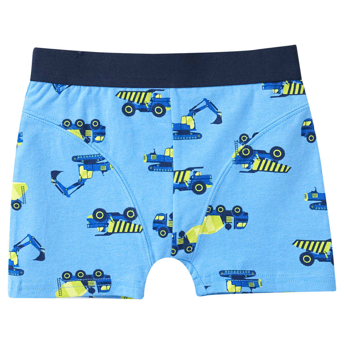 3 Jungen Boxer mit Baustellenfahrzeugen