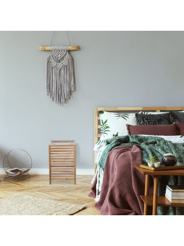 relaxdays Wäschekorb in Natur/ Weiß - (B)43 x (H)63,5 x (T)43 cm günstig kaufen onesize